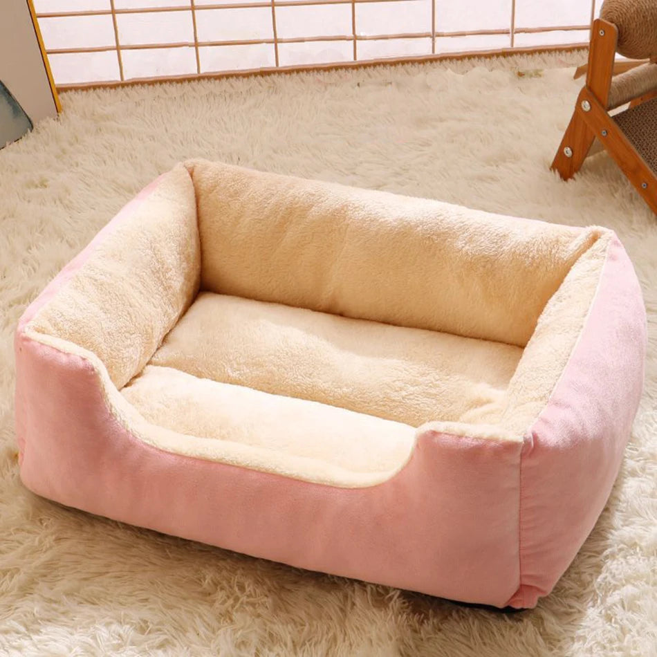 Plush Cat Bed Basket - Cozy Plush Bed