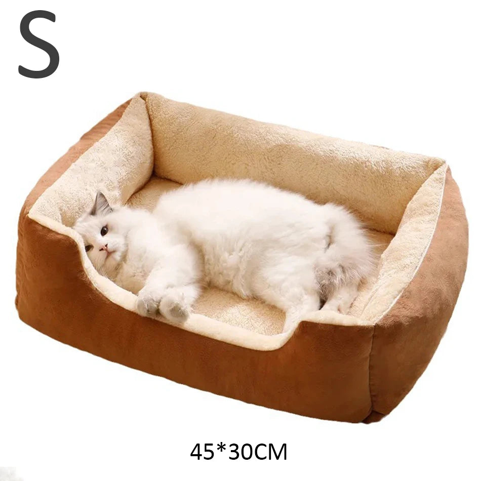 Plush Cat Bed Basket - Cozy Plush Bed