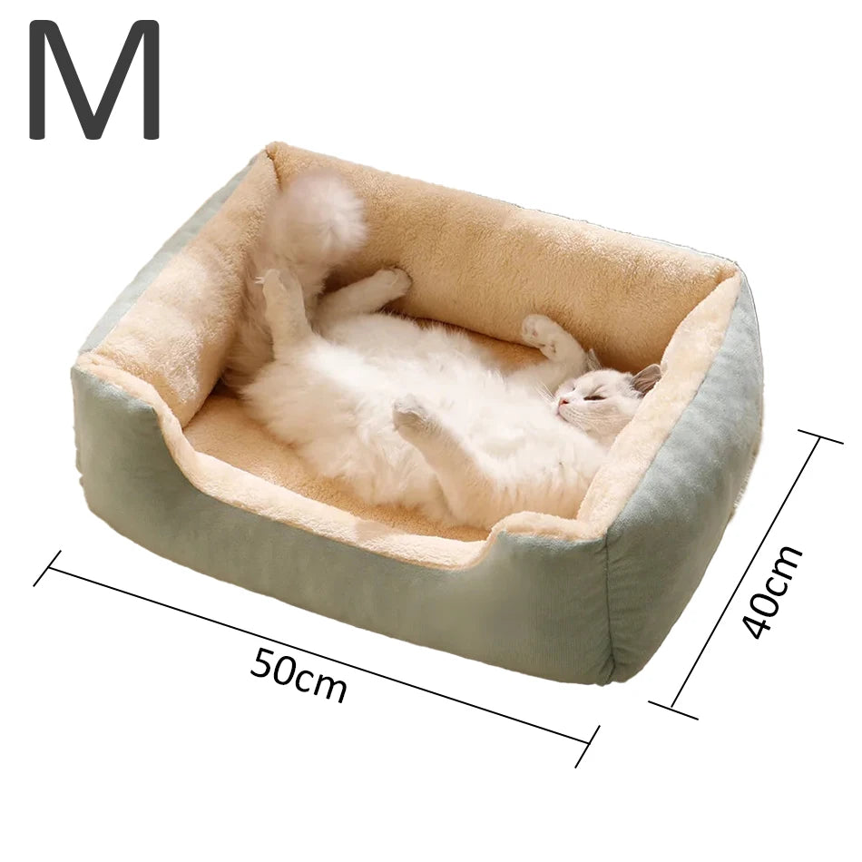 Plush Cat Bed Basket - Cozy Plush Bed