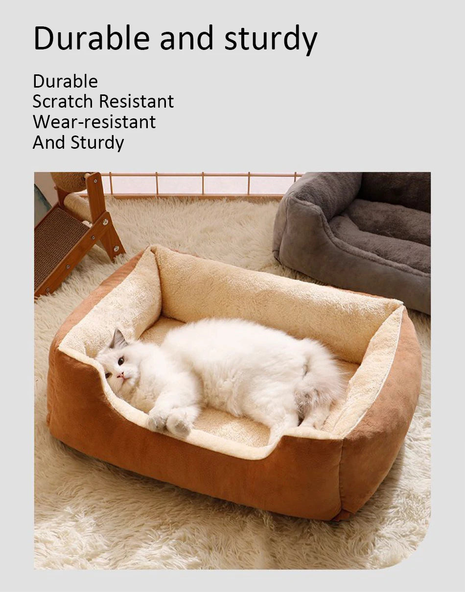 Plush Cat Bed Basket - Cozy Plush Bed