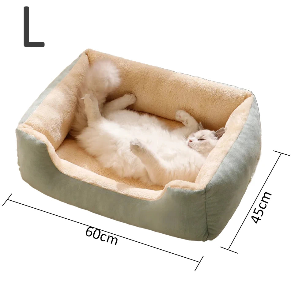 Plush Cat Bed Basket - Cozy Plush Bed