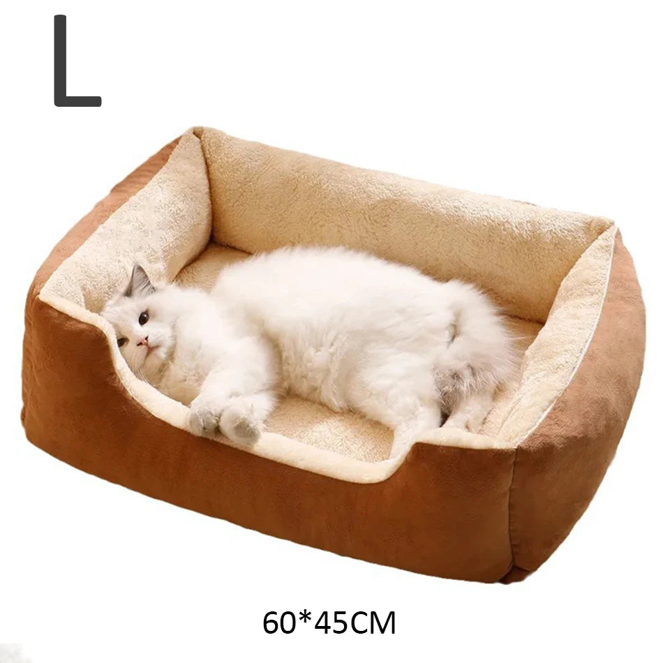Plush Cat Bed Basket - Cozy Plush Bed