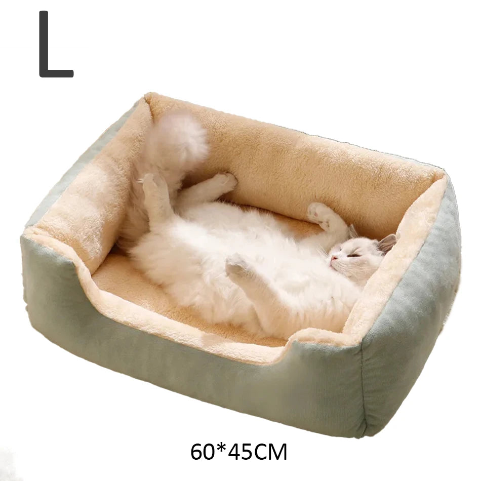 Plush Cat Bed Basket - Cozy Plush Bed