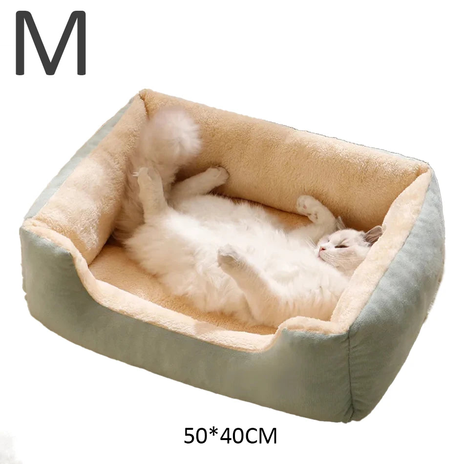 Plush Cat Bed Basket - Cozy Plush Bed