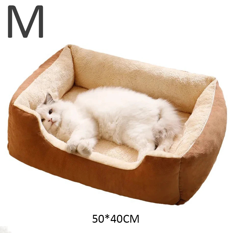Plush Cat Bed Basket - Cozy Plush Bed