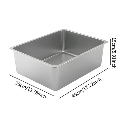Open Top Litter Tray - Stainless Steel High Side Box