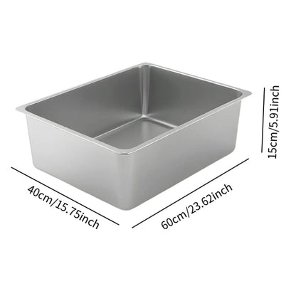 Open Top Litter Tray - Stainless Steel High Side Box