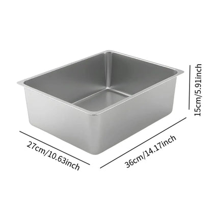 Open Top Litter Tray - Stainless Steel High Side Box