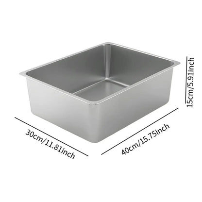 Open Top Litter Tray - Stainless Steel High Side Box